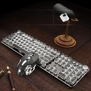 104 <strong>Keys</strong> High End Retro Punk Style Wired Gaming and Office Mechanical with Metal Keycaps <strong>Keyboard</strong> and Mouse Combo - Product Image 1