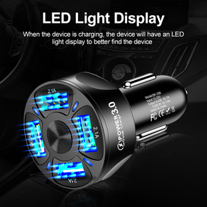 Smart 4 USB Car Charger QC3.0 Dedicated Port 3 Ports 2.1A 20W Total <strong>Output</strong> 12V-24V DC <strong>Input</strong> ABS Shell for Multi <strong>Devices</strong> - Product Image 4