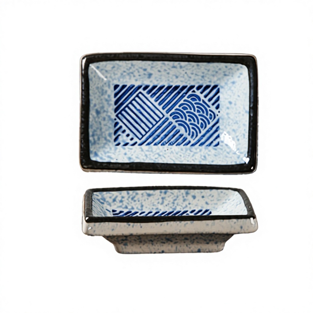 BLEU - Saucière à bord épais - motif Edo
