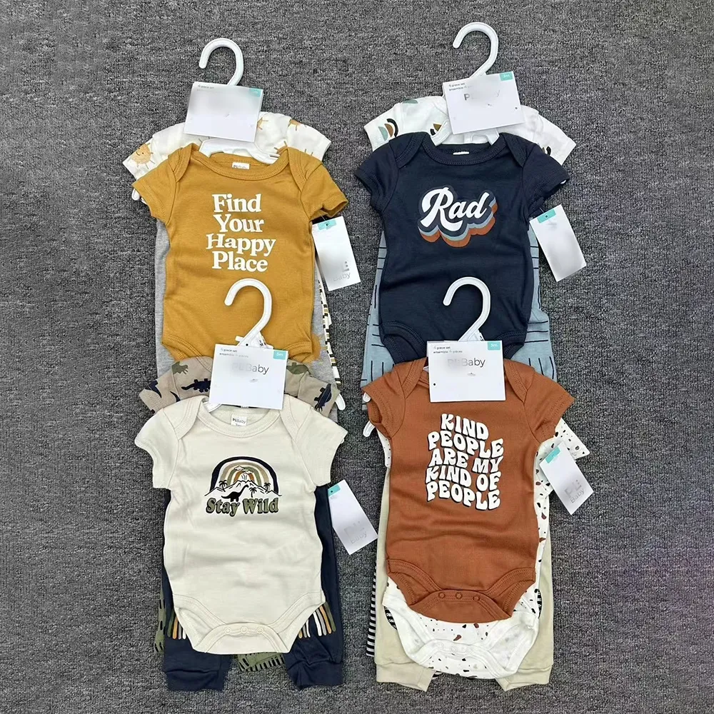 Estate all'ingrosso vestiti del neonato bambino pagliaccetti di altezza qualità tutine per neonati set 4 pz