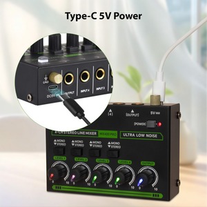Mini mezclador de audio de 4 canales Conmutación mono estéreo Entrada TRS/TS de 6,35mm Tipo-C DC 5V Procesador de audio Mezclador de ruido ultrabajo - Product Image 5