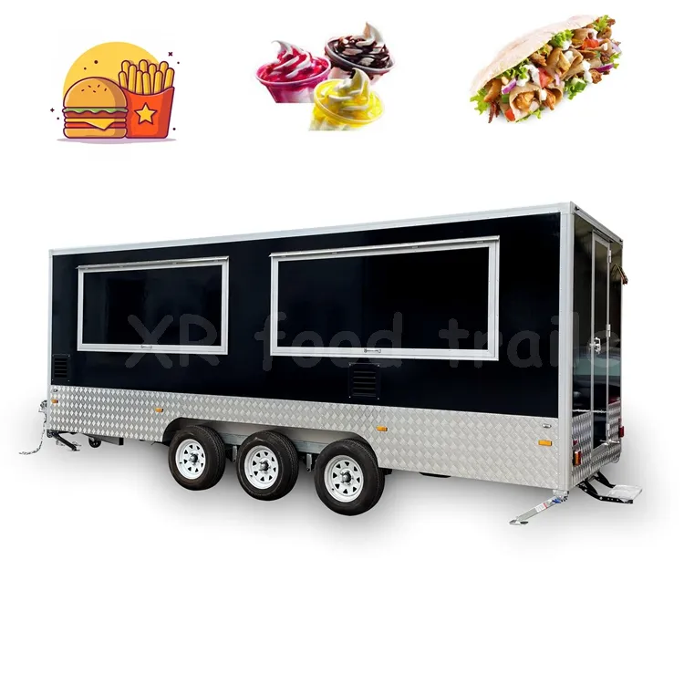 عربة مطبخ متنقلة كبيرة للمواد الغذائية السريعة شاحنة شاورما مع مطبخ كامل بعجلات للبيع