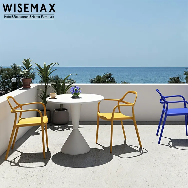 WISEMAX-muebles minimalistas para el hogar, de plástico negro silla apilable, duradera, de PP, para jardín