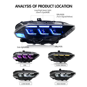 18-22 for Ford Mustang RGB <strong>LED</strong> Front Lamps Dynamic Animated Car Modified Headlights Assembly - Product Image 4