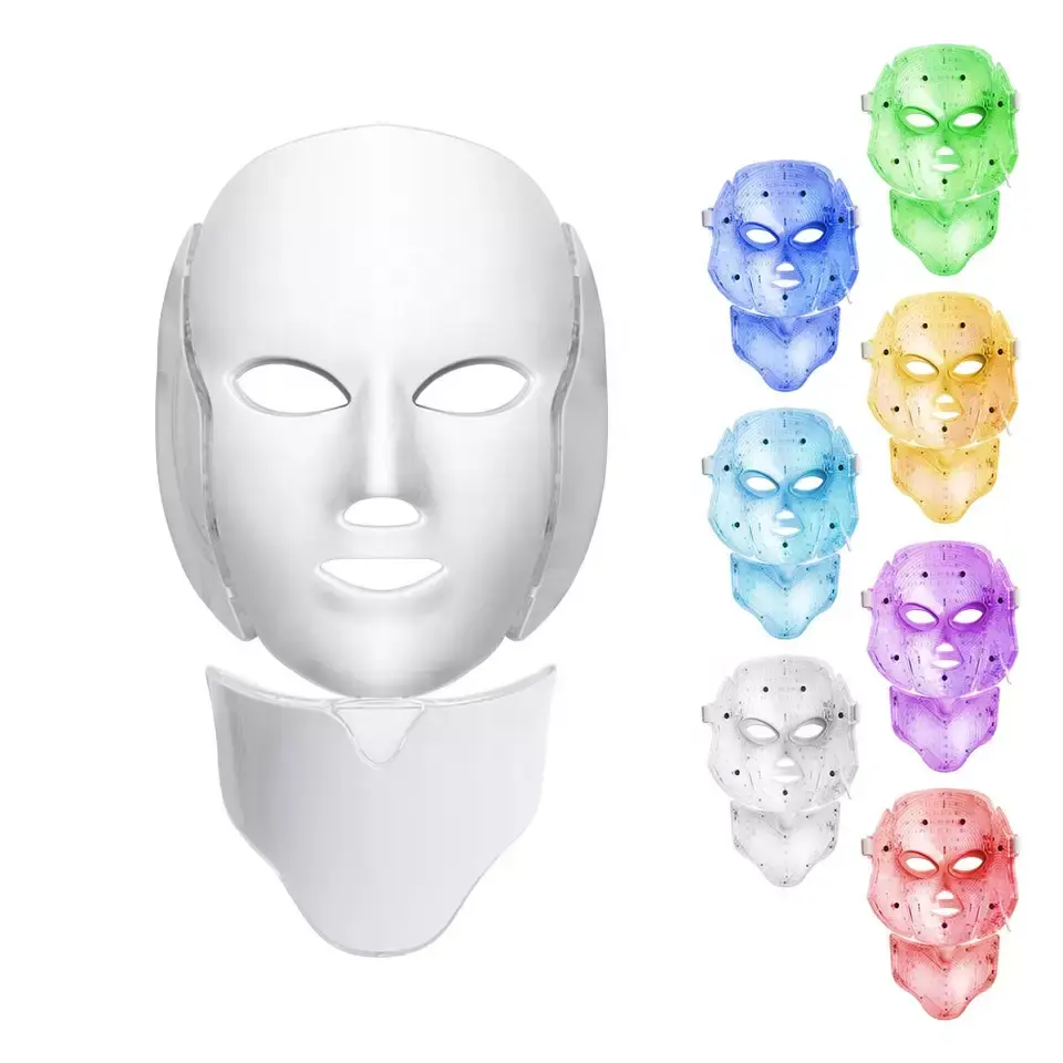 Máquina de terapia de luz Led para uso doméstico, mascarilla Facial Pdt de 7 colores