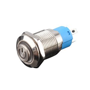 Nút ấn kim loại điện tử 8mm/10mm/12mm tự đặt lại thường mở 1NO 250V IP65 thiết bị đầu cuối vít chống nước LED khởi động nguồn - Product Image 1