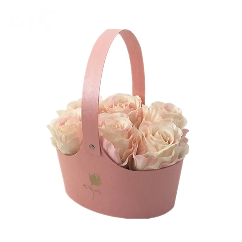 Cesta de flores de cartón con diseño personalizado de Color rosa