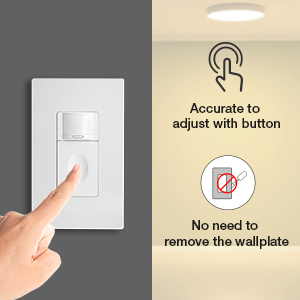 Interruptor de pared con sensor de ocupación con sensor de luz-Función 3 en 1, PC blanco con lista UL