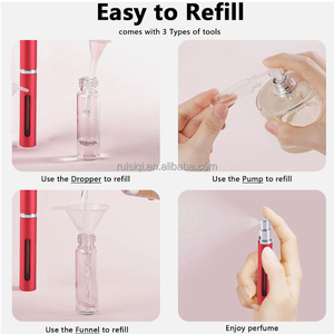 לוגו מותאם אישית 5 מ "ל אלומיניום אדום מט נסיעות נייד בושם בקבוק, למילוי מחדש עבור שמנים אתריים - Product Image 5