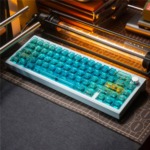 Hawaii degrade mavi şeffaf Keycaps kiraz profil PC malzeme ped baskı 156 tuşları için 61/75/87 mekanik klavye - Product Image 4