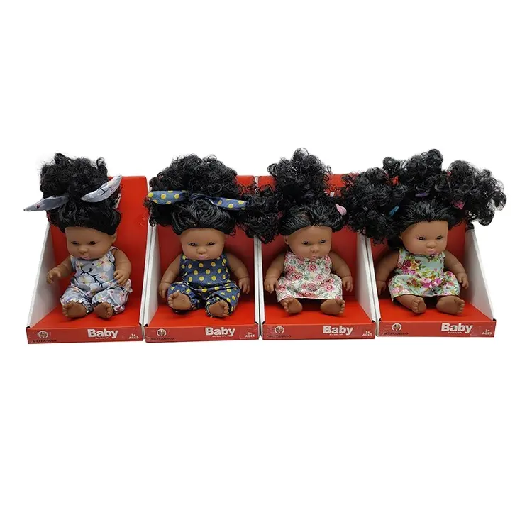 Bonecas de silicone adoráveis para crianças, bonecas reborn pretas afro-americanas de 8 polegadas, brinquedos realistas de vinil