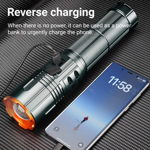 キャンプ用長距離ズーム戦術懐中電灯USB充電式ストロングライトアルミニウム合金ボディDC電源ブライトライト
