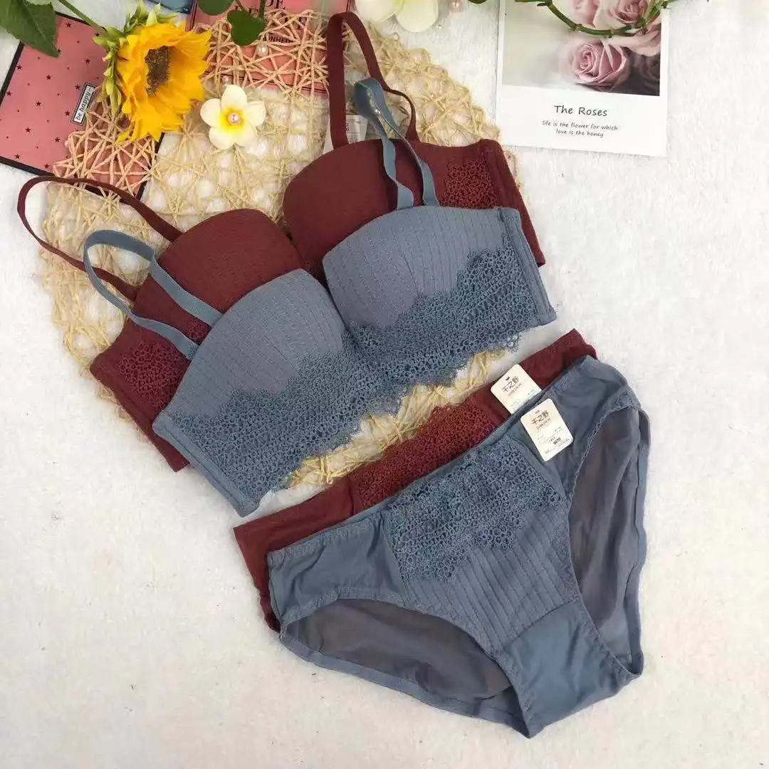 Conjunto de sujetador y Bralette de algodón para mujer, ropa interior, Bralette