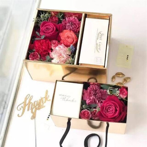 Direct Sales Rectangular Gold Handheld Folding Flower Box Recyclable Paper Separator <strong>Apple</strong> Packaging Flower Gift Box - Product Image 2