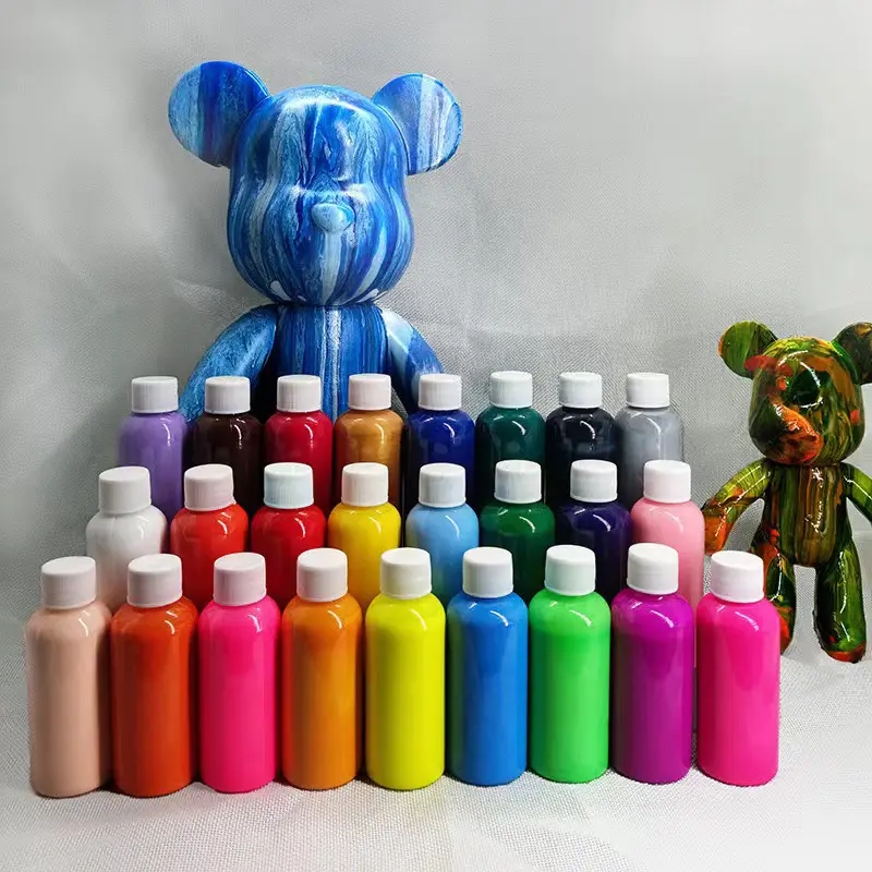 37 farben verfügbar nicht-toxische acryl-gießfarben 30ml/60ml/120ml/500ml flüssige acryl-gießfarbe für flüssigkeits-bärmalerei