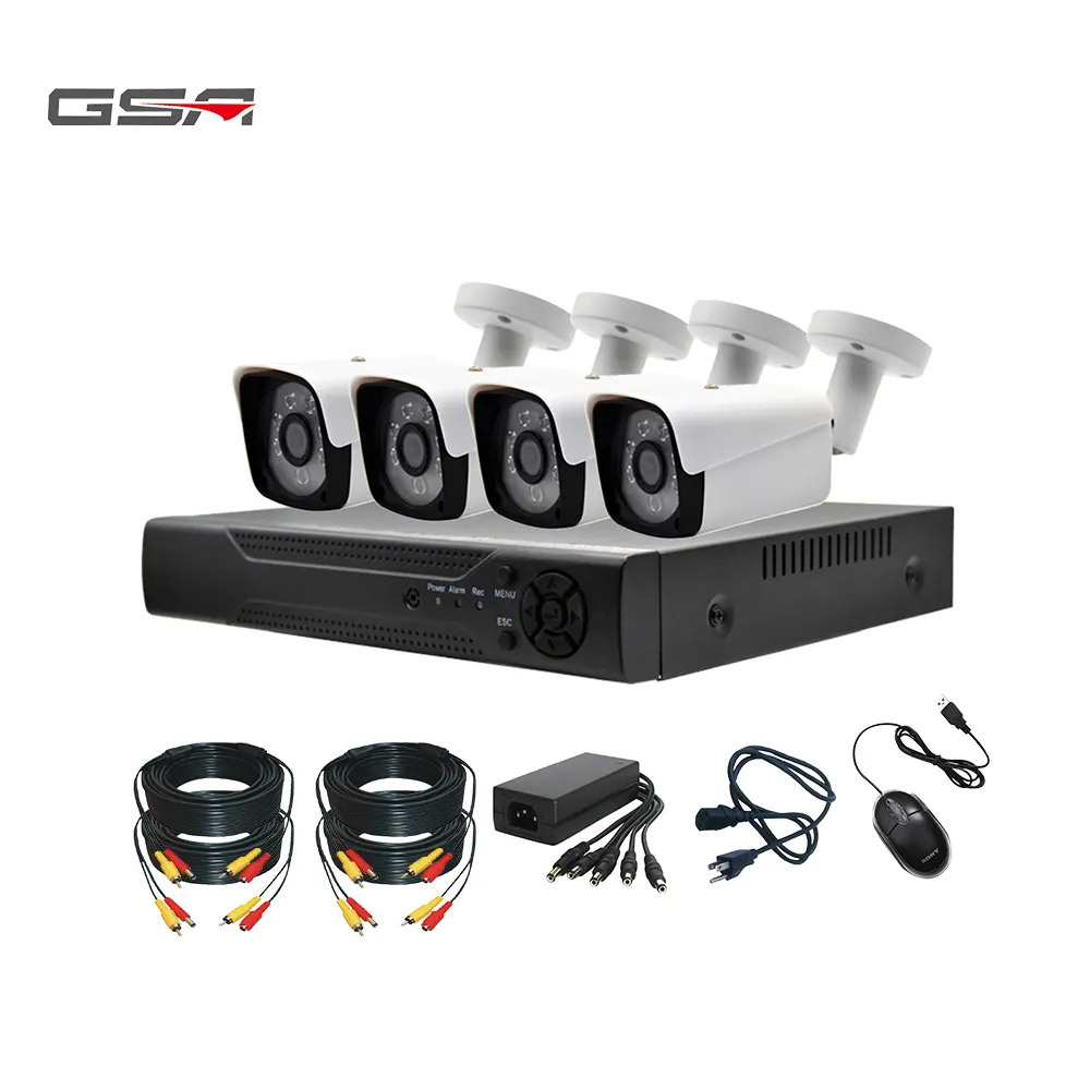 Kit de 4 cámaras cctv, AHD, 2MP, 4 canales, dvr