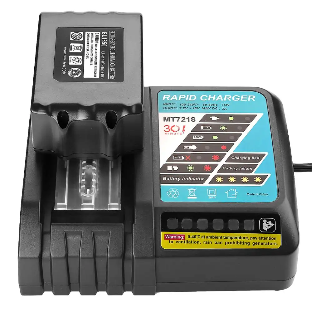 Caricabatterie Dc18rct per batteria Makita 18v caricabatterie agli ioni di litio 3a corrente di carica per 14.4v18v Bl1830 Bl1430 Dc18ra