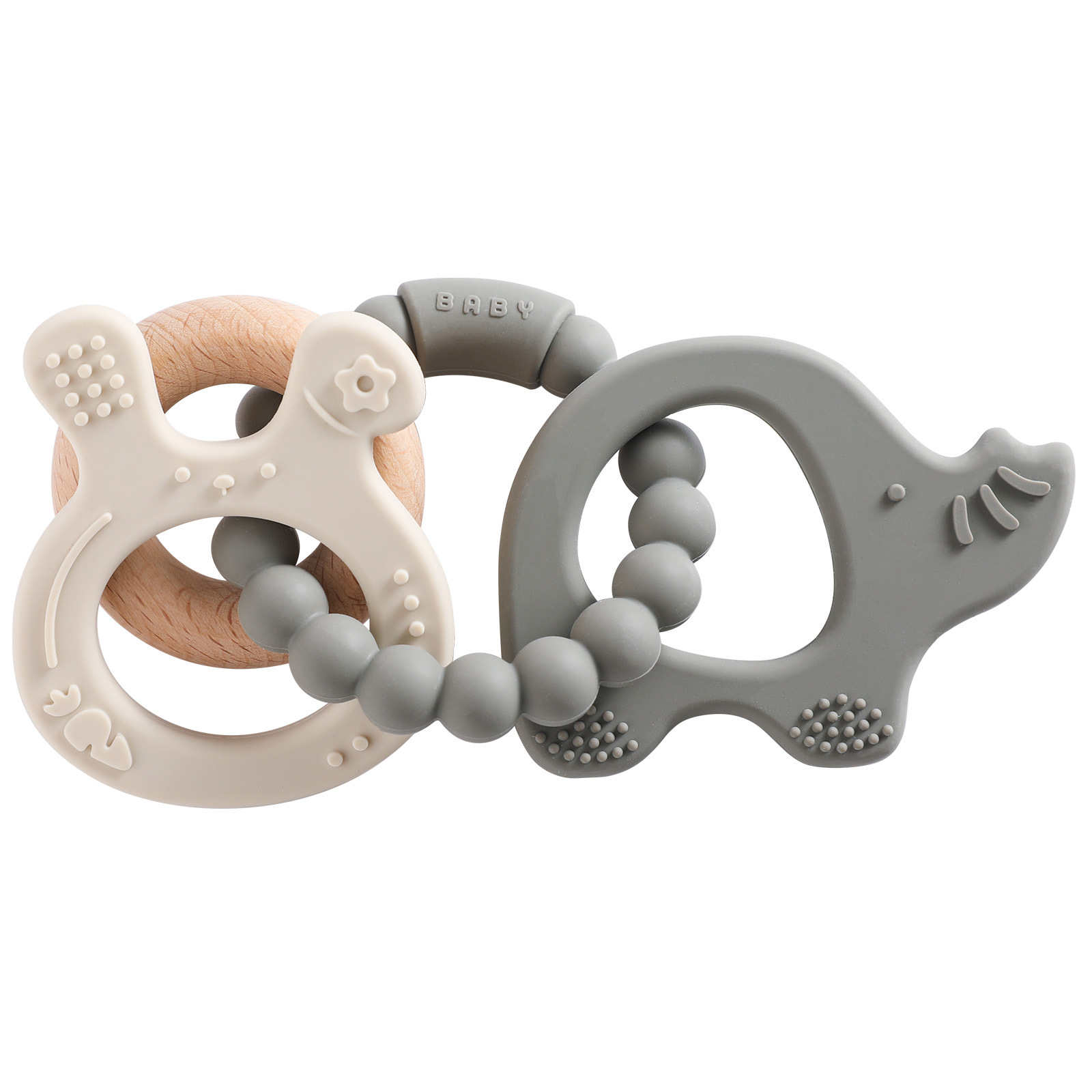 Nouveau bracelet animal en silicone-lapin beige-éléphant gris