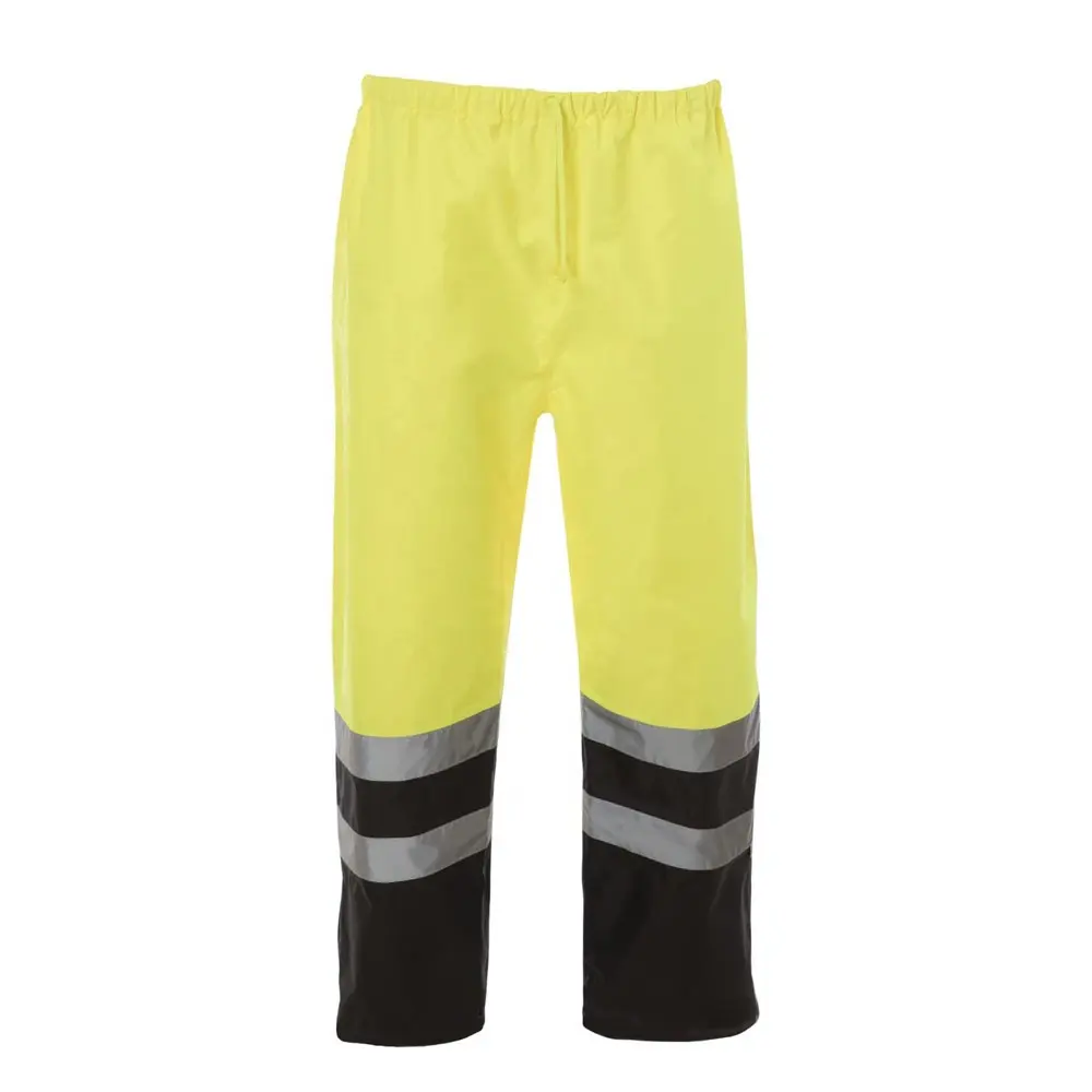 Pantaloni riflettenti impermeabili ad alta visibilità pantaloni di sicurezza gialli a righe con tasche Multiple