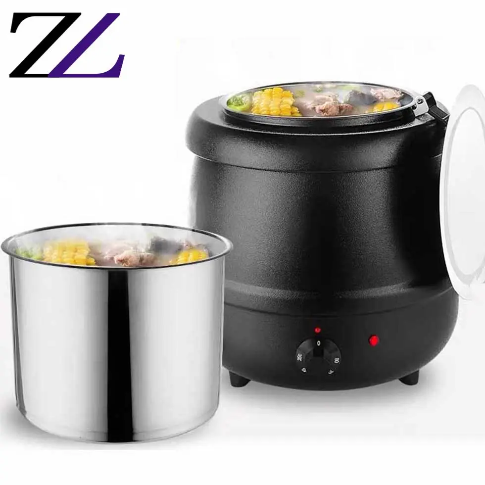 In acciaio inox 10l litro grande ciotola di zuppa di riscaldamento piatto rotondo della cucina di design zuppa di bollitore commerciale zuppa elettrico più caldo per il ristorante