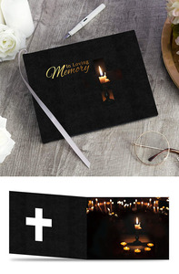 Wholesale Custom Hardcover <strong>Memory</strong> Frame <strong>a</strong> Celebration of Life Box Suite with Pen Memorial Funeral Guest Book with Pen Set - Product Image 3