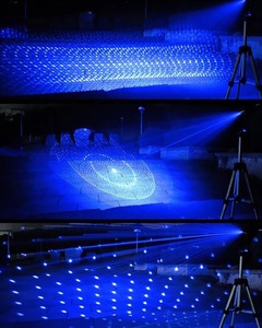 B017 Laserpointer 450nm Blaues Laserlicht Taschenlampe Taschenlampe mit 5-Sterne-Köpfen Akku 16340