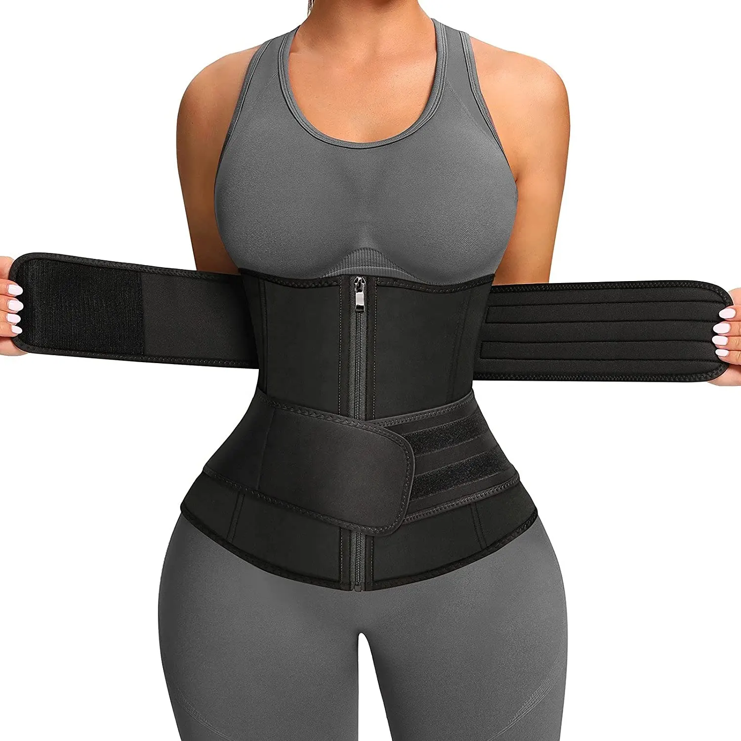 Neopren Gewichts verlust Bauch Korsett Sauna Zwei Gürtel Rückens tütze Kontrolle Body Shaper Bauch Schlanke Taille Trainer Gürtel