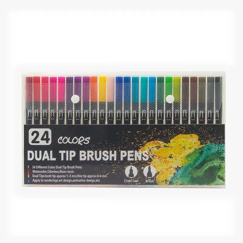 Pennello a doppia testa a 24 colori e matita fine pennarello artistico a doppia punta evidenziatore a colori ad acqua per bambini adulti disegno