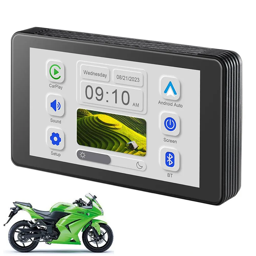 Universal Motorrad 5 Zoll tragbarer GPS-Navigator günstig IP65/67 wasserdicht Android Auto VCR-Player HD-Anzeige Bluetooth WLAN 5G