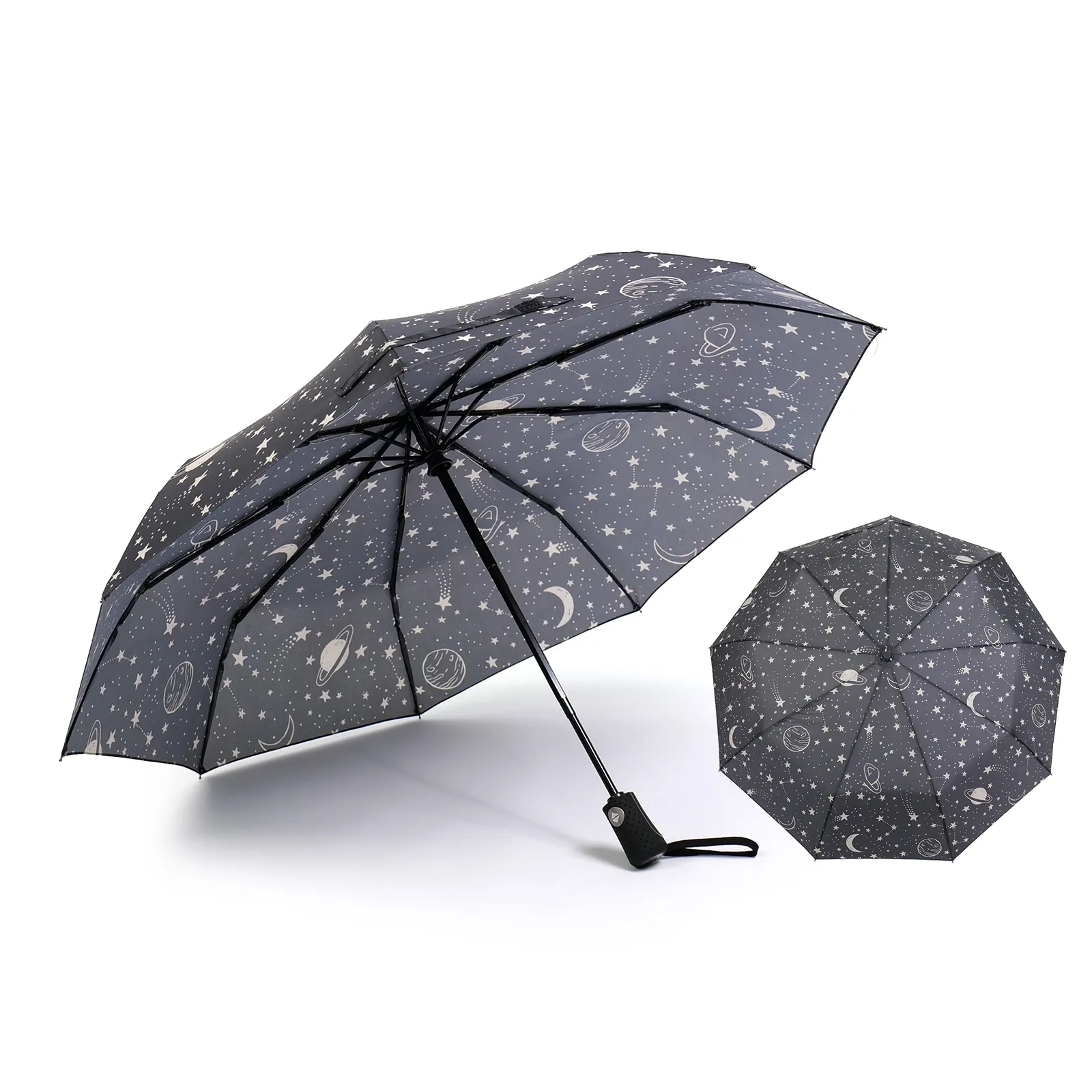 Guarda-chuva, moda, venda quente, automático, de 190 toneladas, chunyafang, estrela preta, 3 dobras, impressão completa, personalizada, guarda-sol