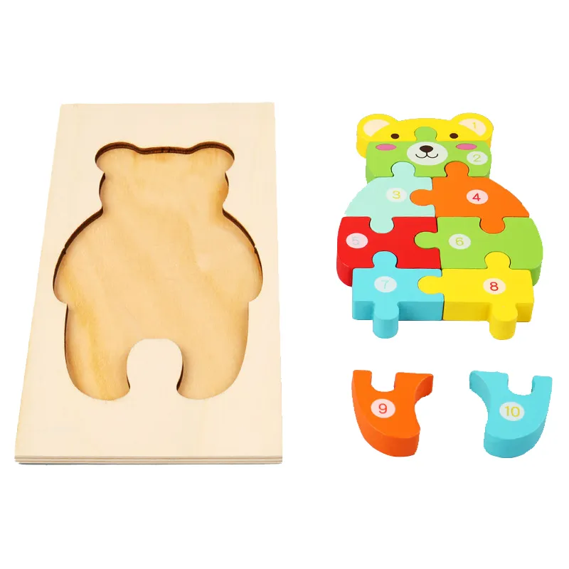 Small Size Best-selling 3d Animal Wooden Puzzle Board Cartoon Dinosaur Jigsaw Pop Diy Puzzle Kids Gift Educational Toy For Child