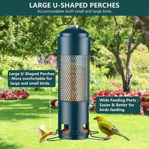 JH-Mech Decorative Yard Art 3LB <span class=keywords><strong>Seed</strong></span> Capacity Squirrel Proof Green Metal <span class=keywords><strong>Bird</strong></span> Alimentadores para Outdoor Hanging - Product Image 2