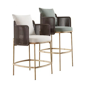 Bắc Âu <span class=keywords><strong>Bar</strong></span> Ghế Đồ Nội Thất Ngoài Trời Patio Nhà Hàng Home <span class=keywords><strong>Bar</strong></span> Counter Hight Chân Ghế PE Mây Vườn Thanh Phân Nhà Sản Xuất - Product Image 6