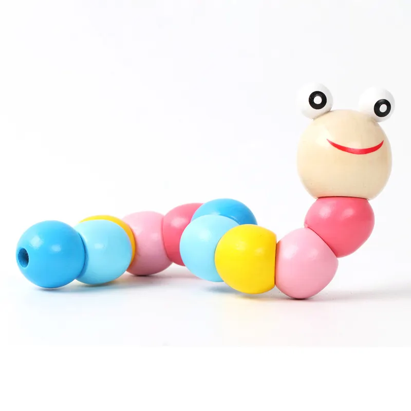 나무 어린이 놀이 장난감 트위스트 웜 아이 장난감