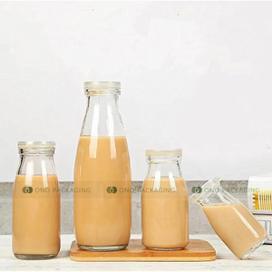 200ml 250ml 300ml 500ml 750ml <strong>1l</strong> Clear Bulk Milk Glass Bottle With Metal Lid Juice Beverage Glass Bottle Can Be Printed Logo - Product Image 2