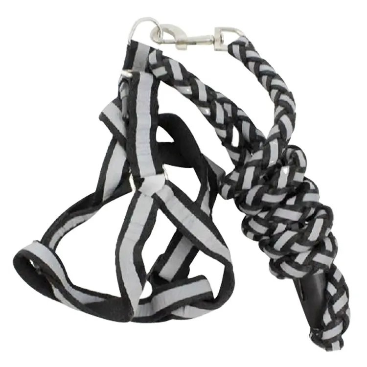 New comfortable reflective weaving flexi pet dog collar leash