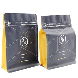 AT PACK New Arrivals Kraft Paper Coffee Packages 12oz 500g 1Kg Coffee Bags Flat Bottom <strong>Box</strong> Coffee Bags With Valve