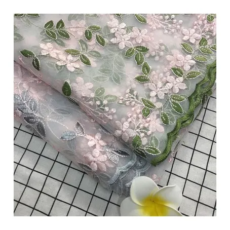 HG1121-tela de encaje de tul, falda larga 3D con flores, vestidos bonitos, bordado de encaje, tela de tul