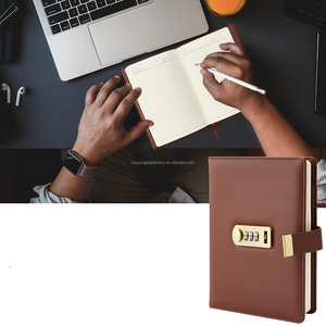 Eco-Friendly A6 <strong>Notebook</strong> <strong>Code</strong> Lock Customizable Spiral 100% Recyclable PU Diary Brown Featuring Custom Locked Organizer A5 Dairy
