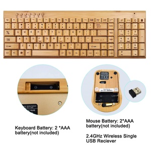 Directo de fábrica USB conectado inalámbrico Gaming Keyboard Mouse Set Clear Bamboo Print Útil para Office PC Desktop Metal Function