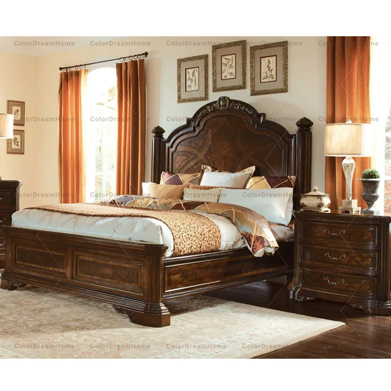Mobiliário simples e confortável da cama da família queen