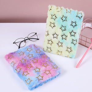 <strong>New</strong> Creative A5 Plush Notebook Colorful Star Printed Leather Journal Student Prize Diary for <strong>Writing</strong> - Product Image 1
