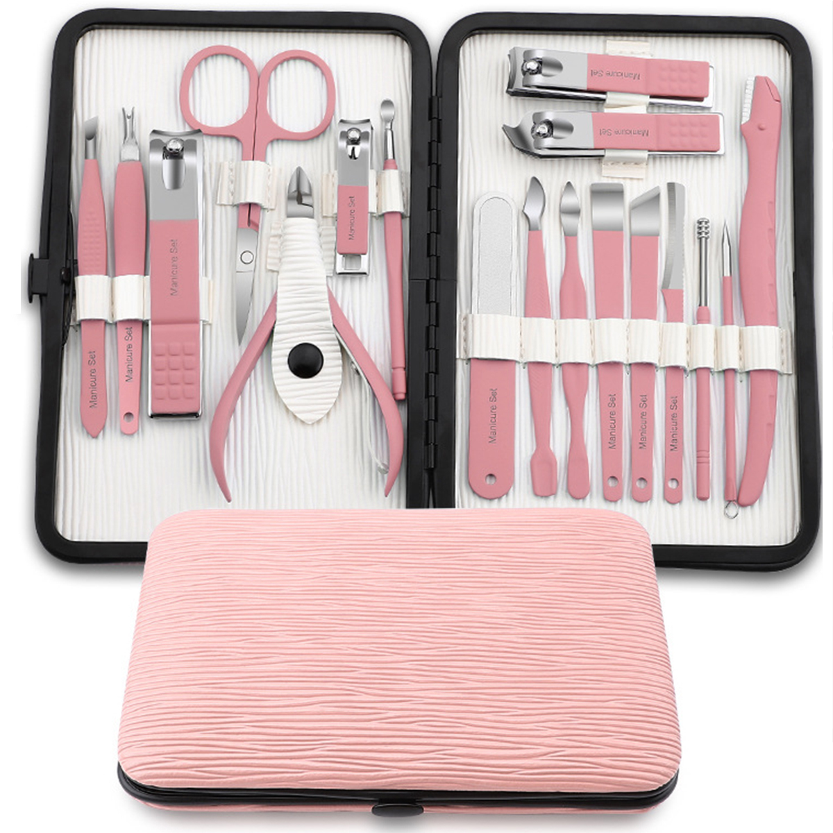 Ensemble rose de manucure de 18 PCS