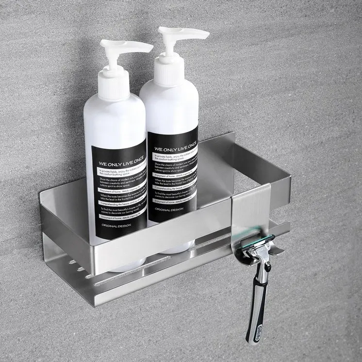 Aço inoxidável Preto Wall-Mounted Canto Caddy Chuveiro Organizador Single-Tier Banheiro Acessórios De Armazenamento Pendurado