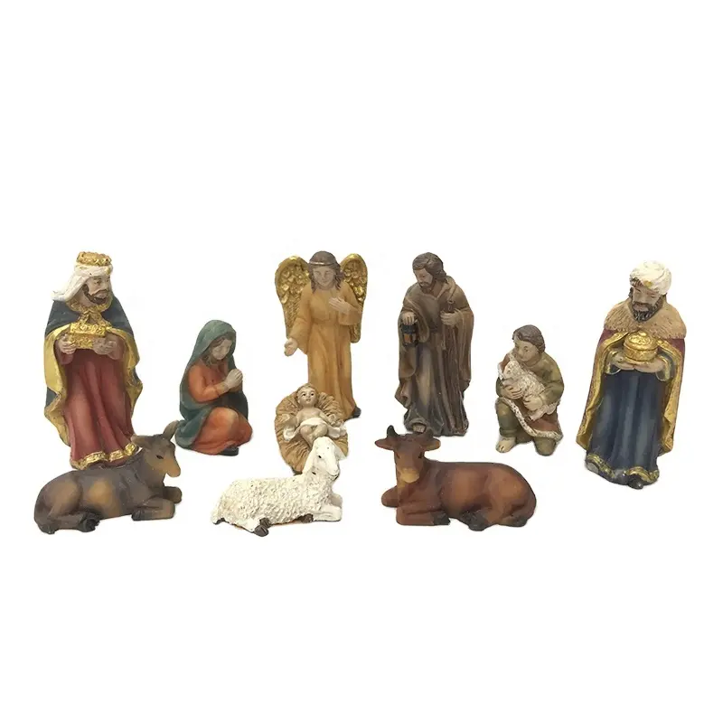 Hand bemalte Harz bastelt Weihnachts figuren religiöse Krippe setzt Szenen