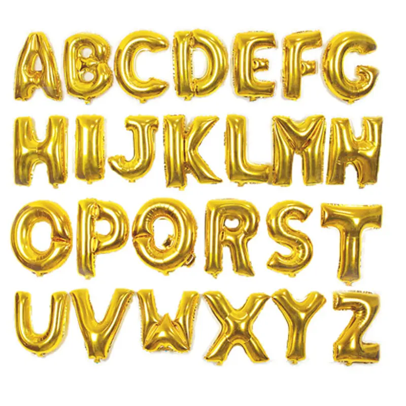 Vendita calda a buon mercato in alluminio decorazione festa di compleanno alfabeto 16 pollici lettera d'oro palloncino stagnola