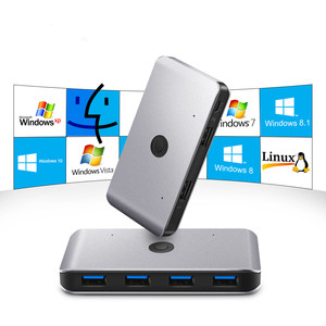 4端口USB 3.0 KVM控制台集线器KM开关，适用于电脑键盘鼠标扫描仪打印机，具有库存状态 - Product Image 1