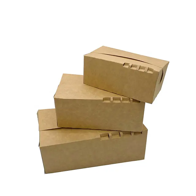 LOKYO-caja de embalaje de alimentos para comida rápida, cajas de papel kraft desechables de color marrón para ensalada y fruta
