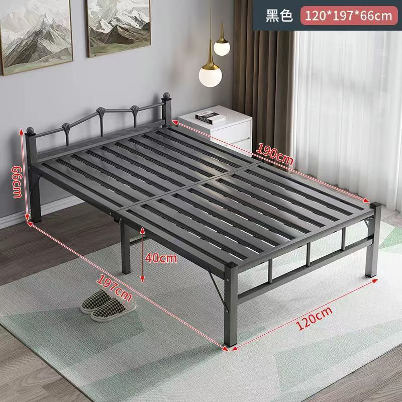 Cama de hierro negro, 120 cm de ancho.