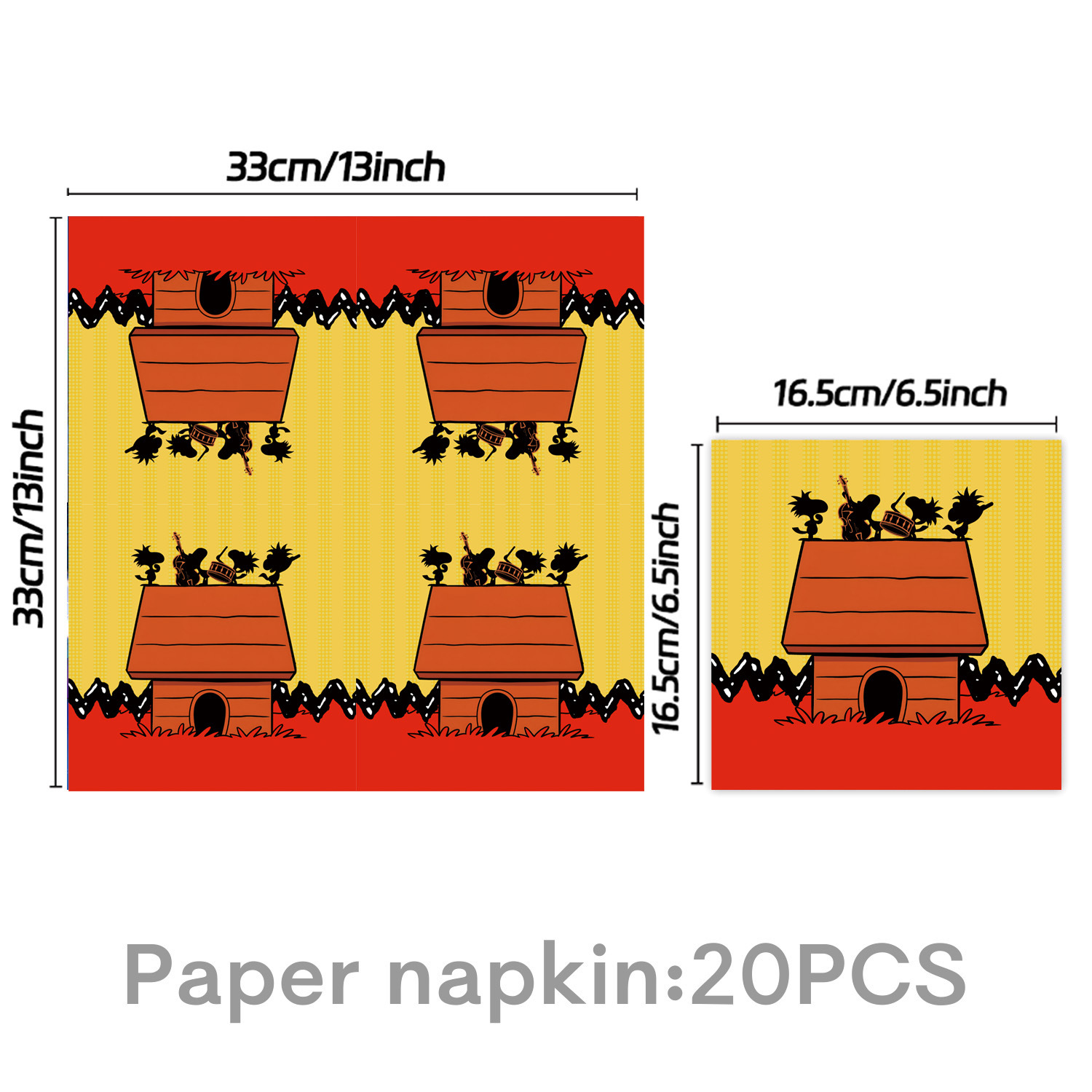 Serviette en papier jaune-20pcs